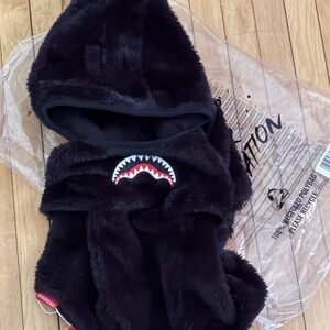 Sprayground Black Furry Hooded Scarf